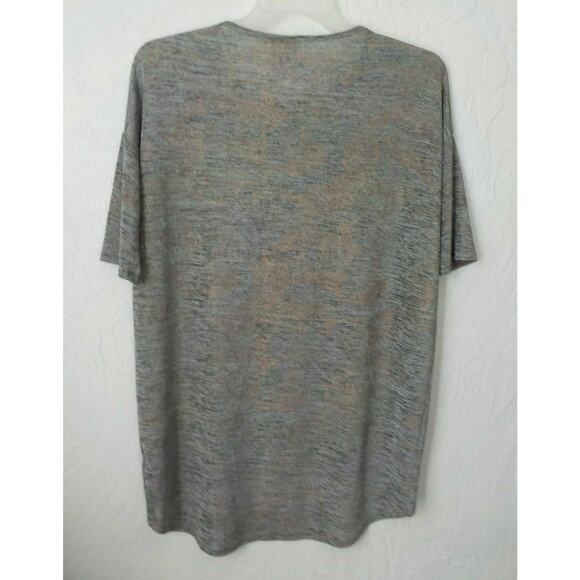 LuLaRoe Christy T Top Oversize Women XS Gray Metallic Copper Lightweight Floral - Picture 2 of 8